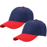 Falari Baseball Cap Adjustable Size for Running Workouts and Outdoor Activities All Seasons (2pk Navy/Red & Navy/Red)